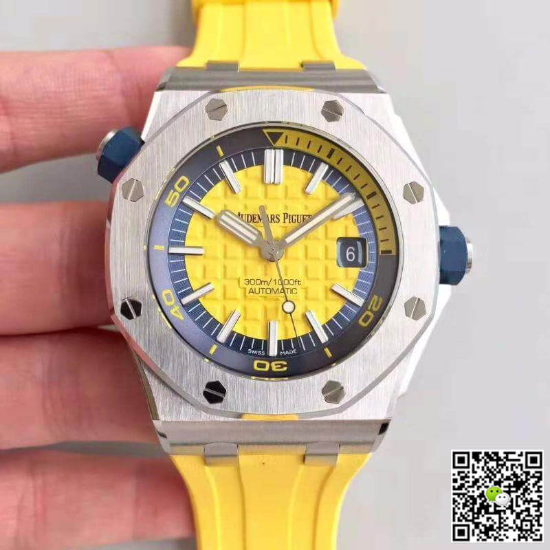 Replica Audemars Piguet Royal Oak Offshore Diver 15710ST.OO.A051CA.01 1:1 Best Edition Yellow Textured Dial - DEEPREPS
