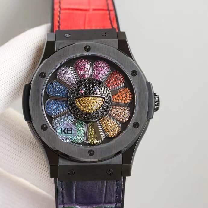Replica Hublot Classic Fusion Takashi Murakami 507.CX.9000.RX.TAK21 1:1 Best Edition Sunflower Colored Diamond Dial - DEEPREPS