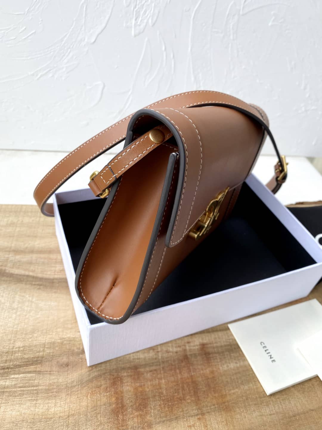 Celine Triomphe Bag Dupe Calf Leather Shoulder Strap Triomphe Replica Bag - DEEPREPS