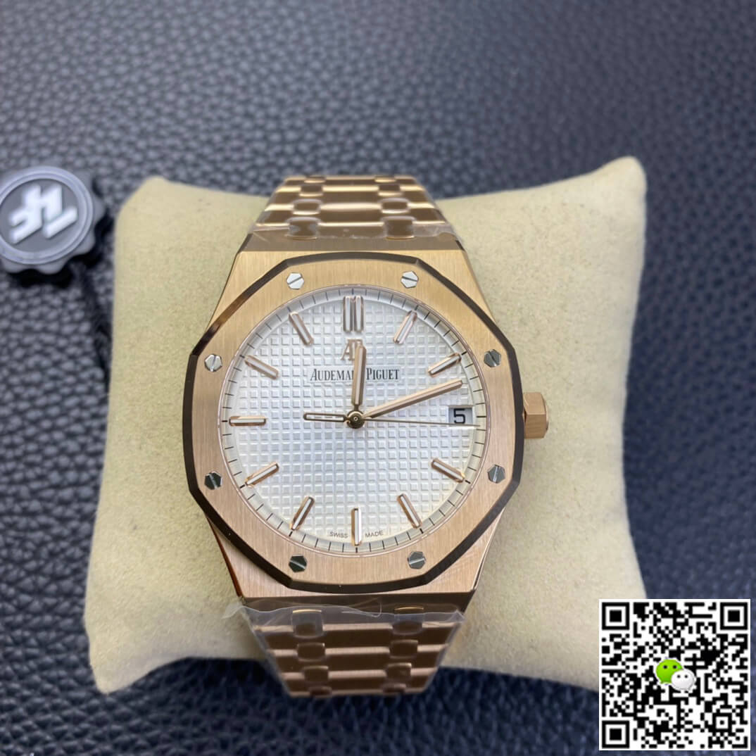 Replica Audemars Piguet Royal Oak 15500 1:1 Best Edition Rose Gold White Dial - DEEPREPS