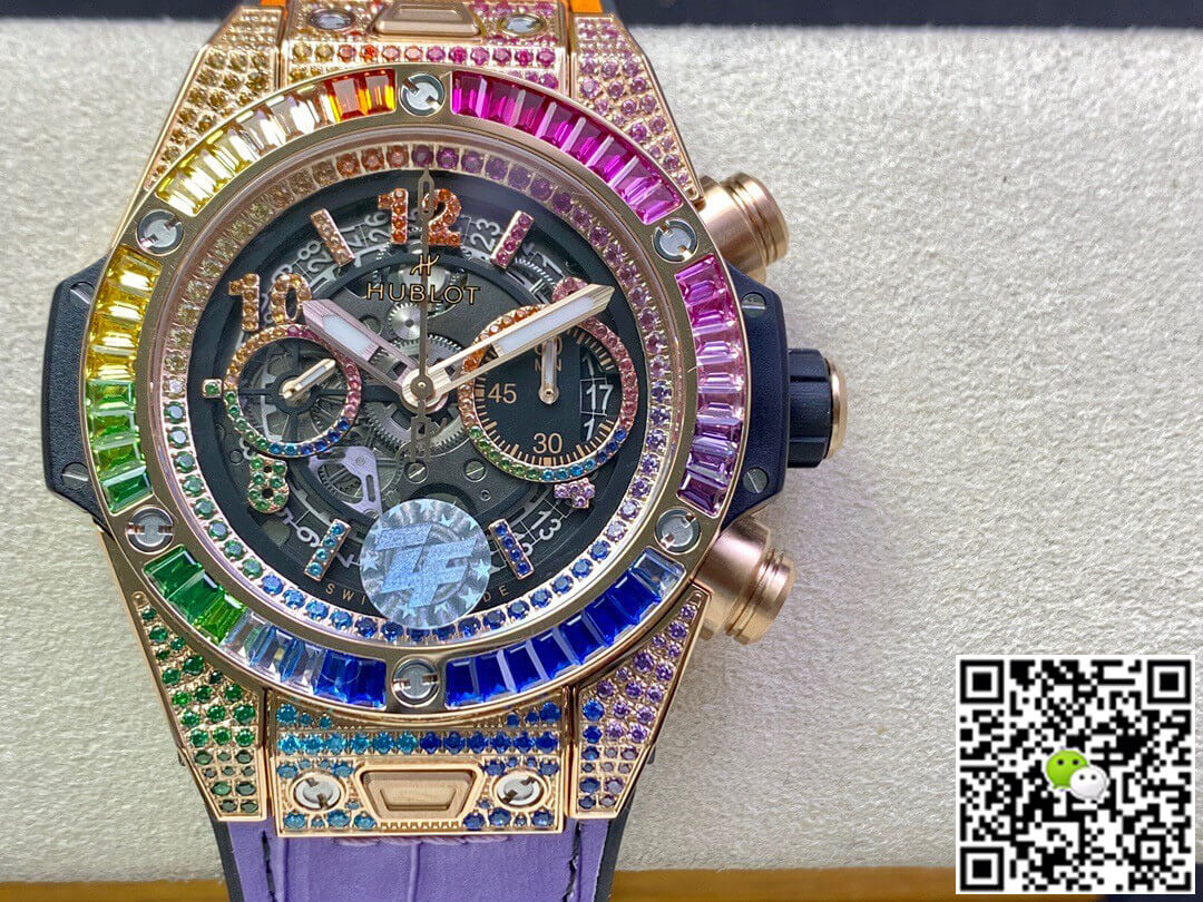 Replica Hublot BIG BANG Unico 411.OX.9910.LR.0999 1:1 Best Edition Rainbow Rose Gold Case - DEEPREPS