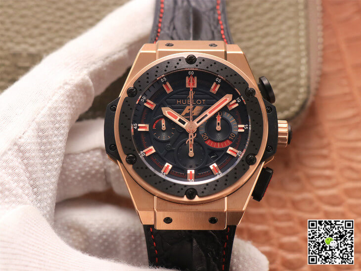 Hublot Replica King Power Ferrari F1 1:1 Best Edition Black Dial Rose Gold - DEEPREPS