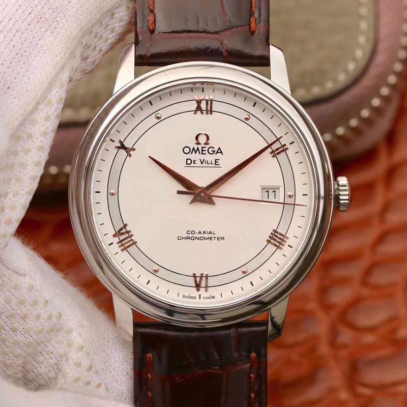 Replica Omega De Ville Prestige 424.13.40.20.02.002 1:1 Best Edition Brown Calfskin Leather Strap - DEEPREPS