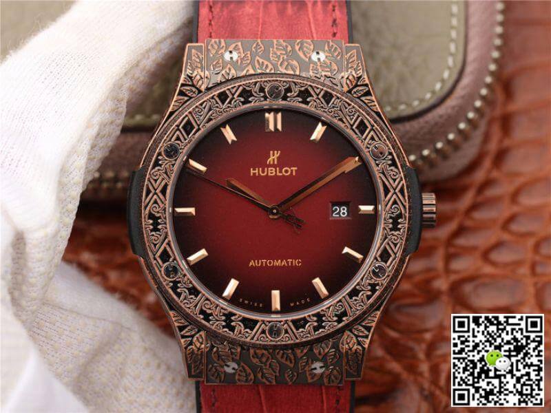 Replica Hublot Classic Fusion 511.OX.6670.LR.OPX17 1:1 Best Edition Dark Red Gummy Strap - DEEPREPS