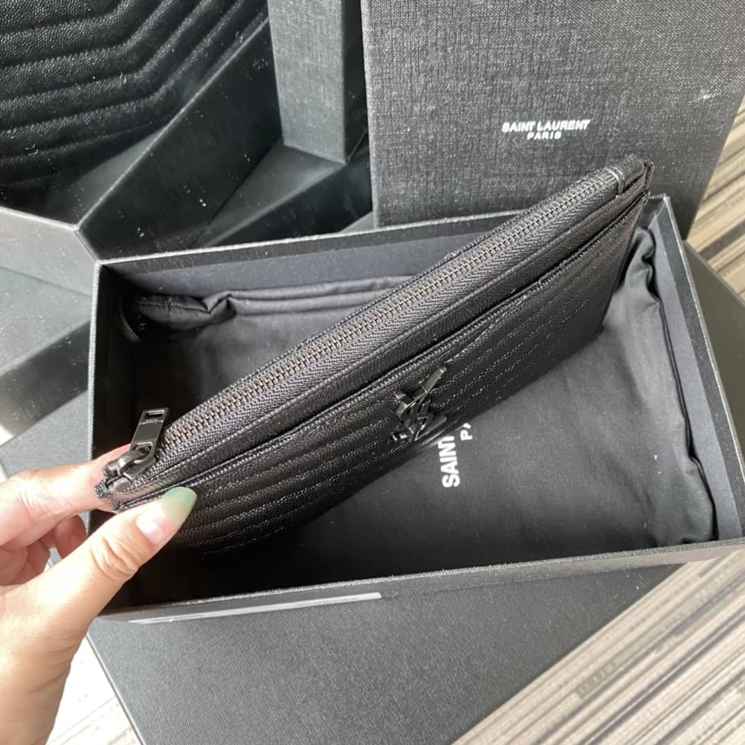 YSL Clutch Replica Monogram Bill Pouch Black Metal - DEEPREPS