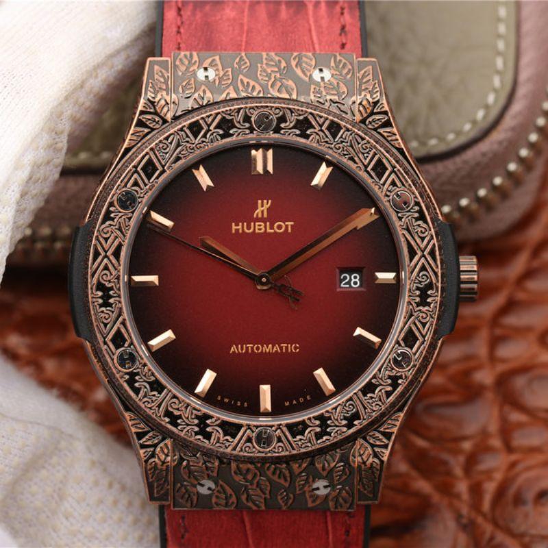 Replica Hublot Classic Fusion 511.OX.6670.LR.OPX17 1:1 Best Edition Dark Red Gummy Strap - DEEPREPS