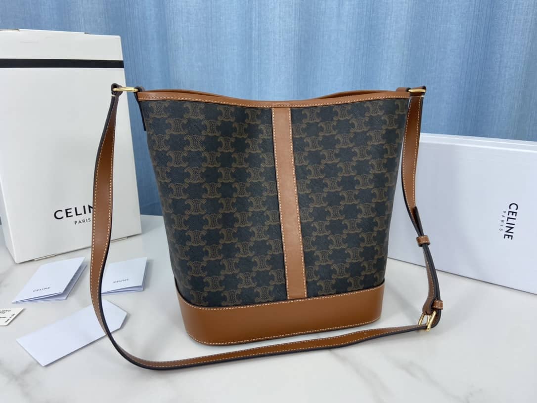Celine Triomphe Bag Dupe Canvas Replica Bucket Bag - DEEPREPS
