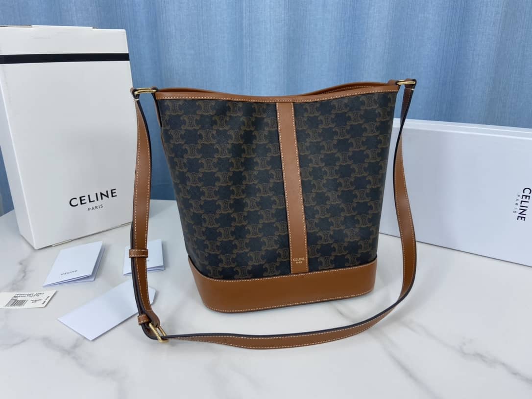 Celine Triomphe Bag Dupe Canvas Replica Bucket Bag - DEEPREPS