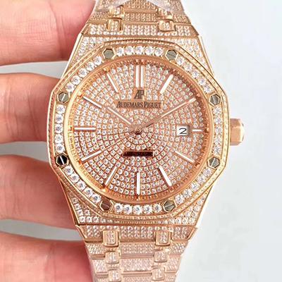 Replica Audemars Piguet Royal Oak 1:1 Best Edition Full Diamond Stainless Steel Bracelet - DEEPREPS