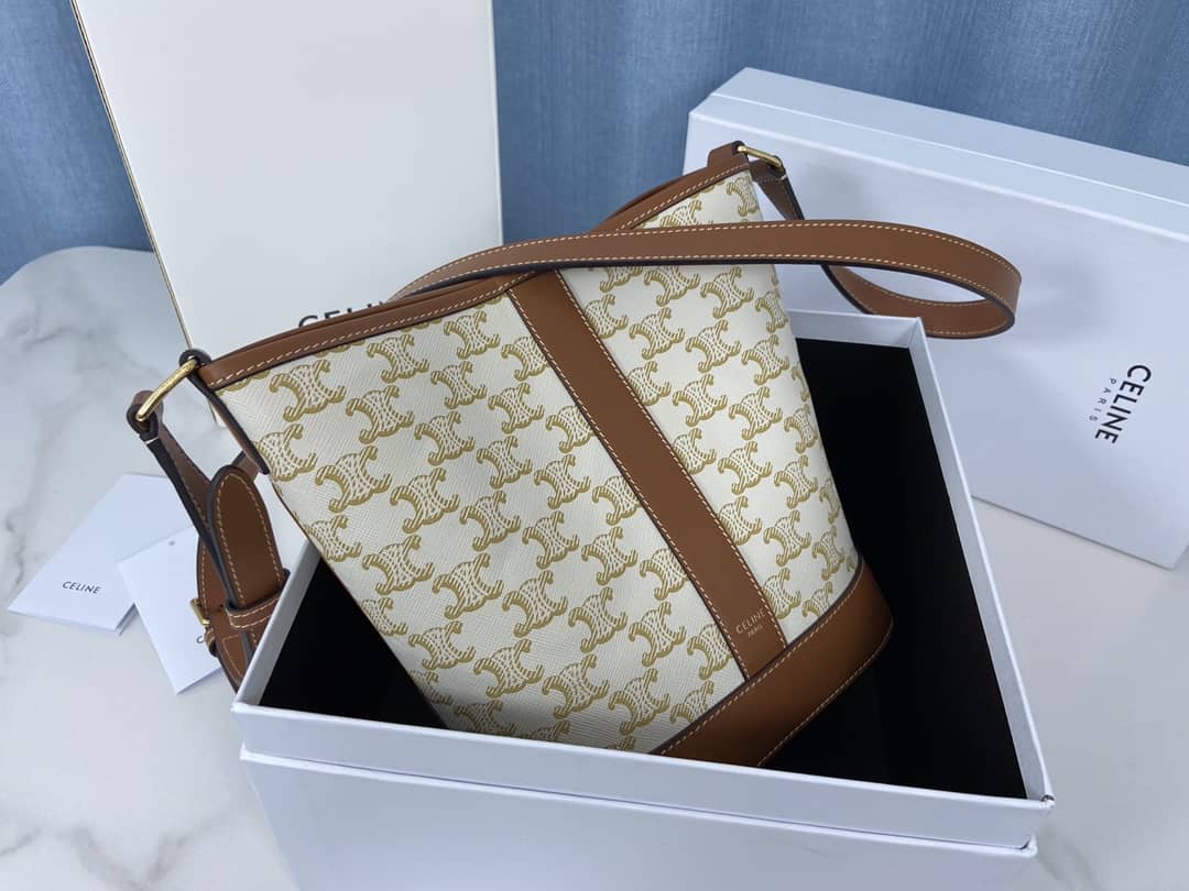 Celine Triomphe Bag Dupe Canvas Replica Bucket Bag - DEEPREPS