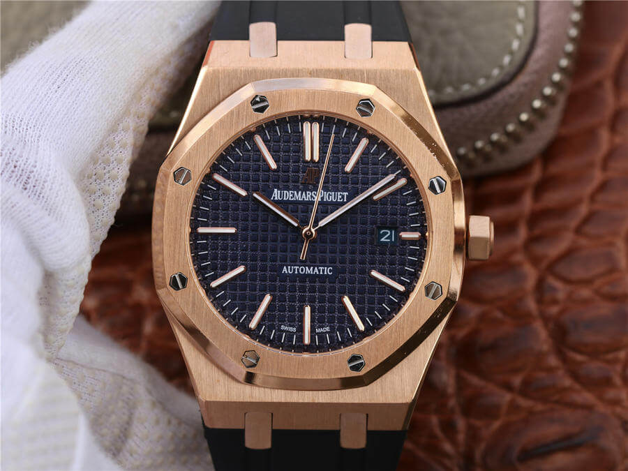 Replica Audemars Piguet Royal Oak 15400 1:1 Best Edition Rose Gold Blue Dial - DEEPREPS
