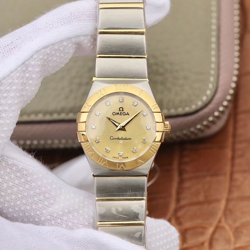 Replica Omega Constellation 27mm Quartz Ladies 1:1 Best Edition Gold Dial - DEEPREPS