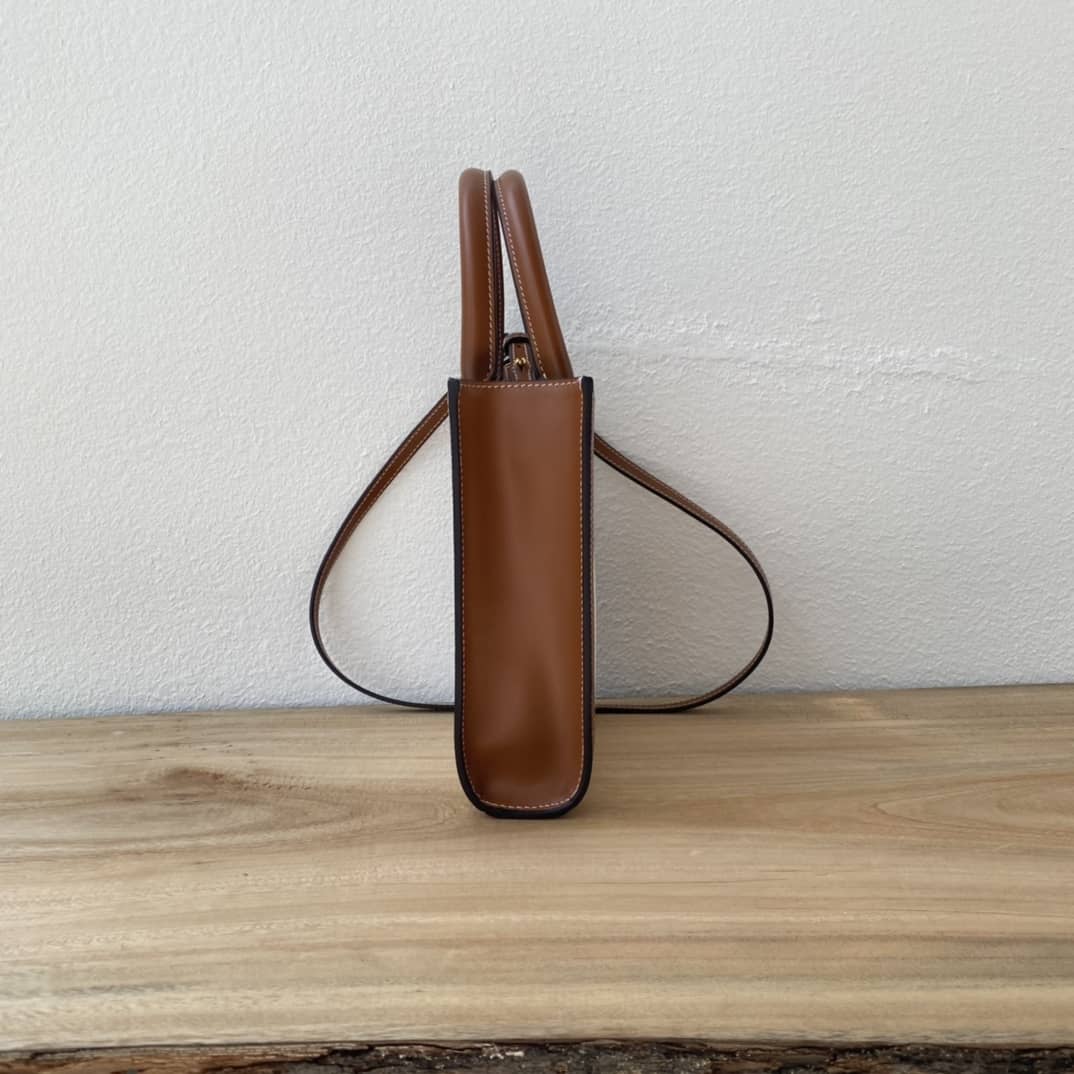 Celine Dupe  Triomphe Canvas Calfskin Mini Vertical Cabas Replica Bag - DEEPREPS