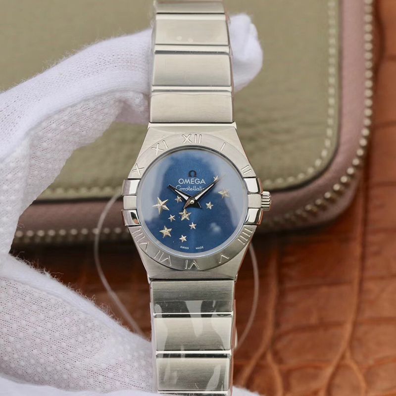 Replica Omega Constellation Quartz Ladies 27mm 1:1 Best Edition Blue Dial - DEEPREPS