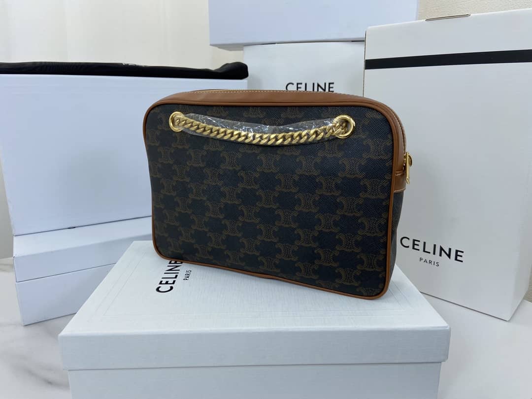 Celine Bag Dupe Triomphe Canvas Calfskin Small Patapans Bag - DEEPREPS