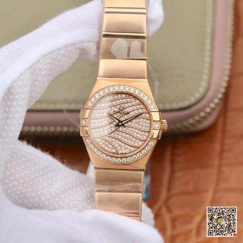 Replica Omega Constellation 27mm Quartz Ladies 18K Rosegold 1:1 Best Edition - DEEPREPS