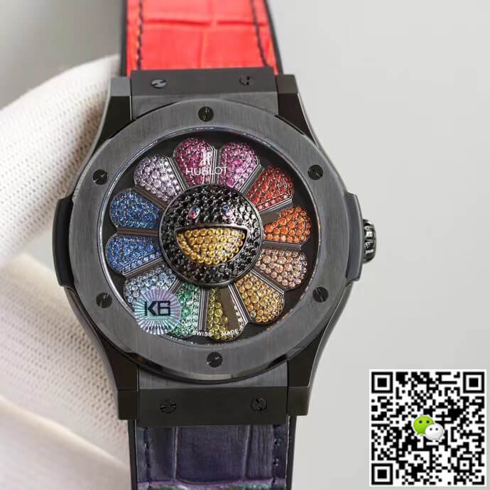 Replica Hublot Classic Fusion Takashi Murakami 507.CX.9000.RX.TAK21 1:1 Best Edition Sunflower Colored Diamond Dial - DEEPREPS