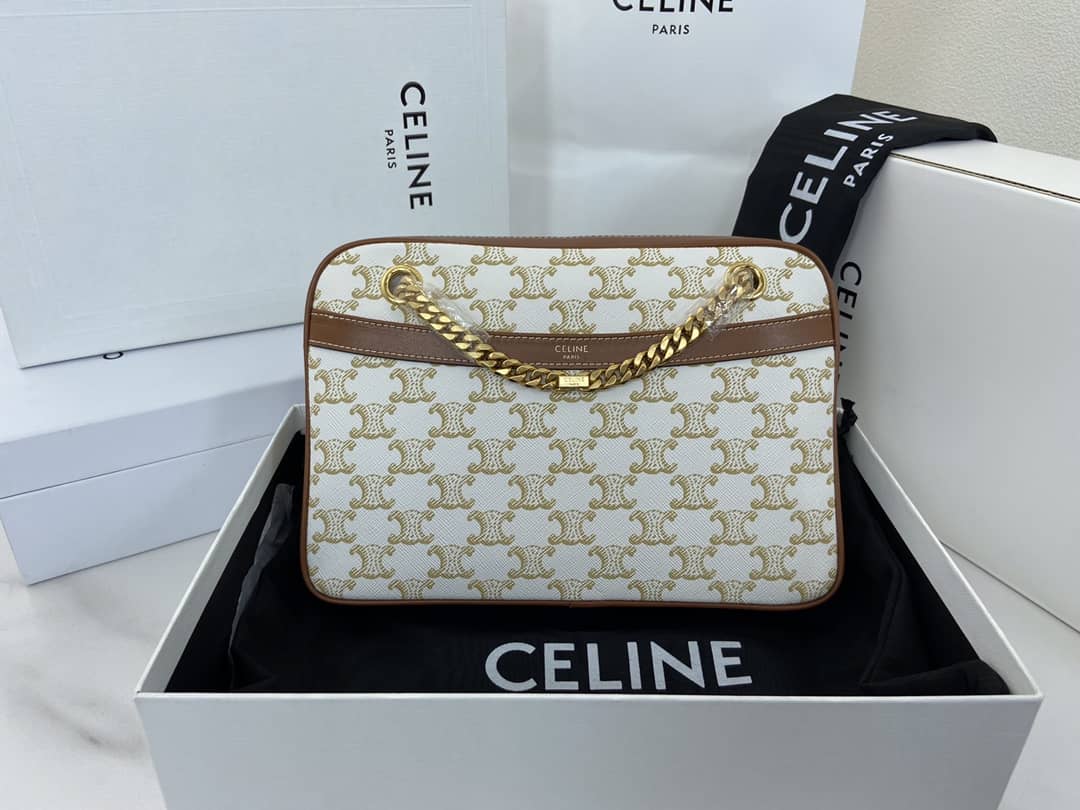 Celine Bag Dupe Triomphe Canvas Calfskin Small Patapans Bag - DEEPREPS
