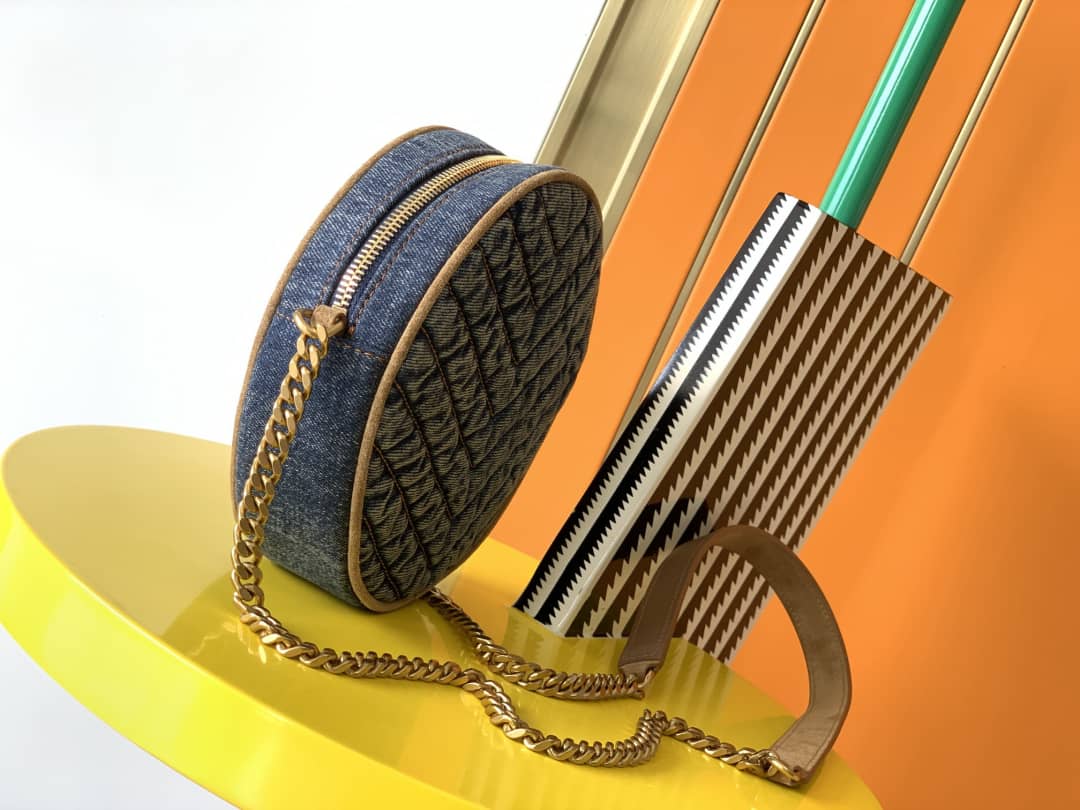 Saint Laurent YSL Vinyle Denim Quilted Round Bag - DEEPREPS