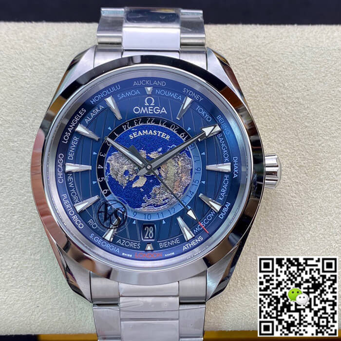 Replica Omega Seamaster Aqua Terra GMT Worldtimer 220.10.43.22.03.001 1:1 Best Edition Blue Dial - DEEPREPS