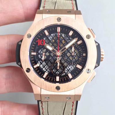 Replica Hublot Big Bang Aero Bang Gold Mechanical Watches 1:1 Best Edition Black Skeleton Dial - DEEPREPS