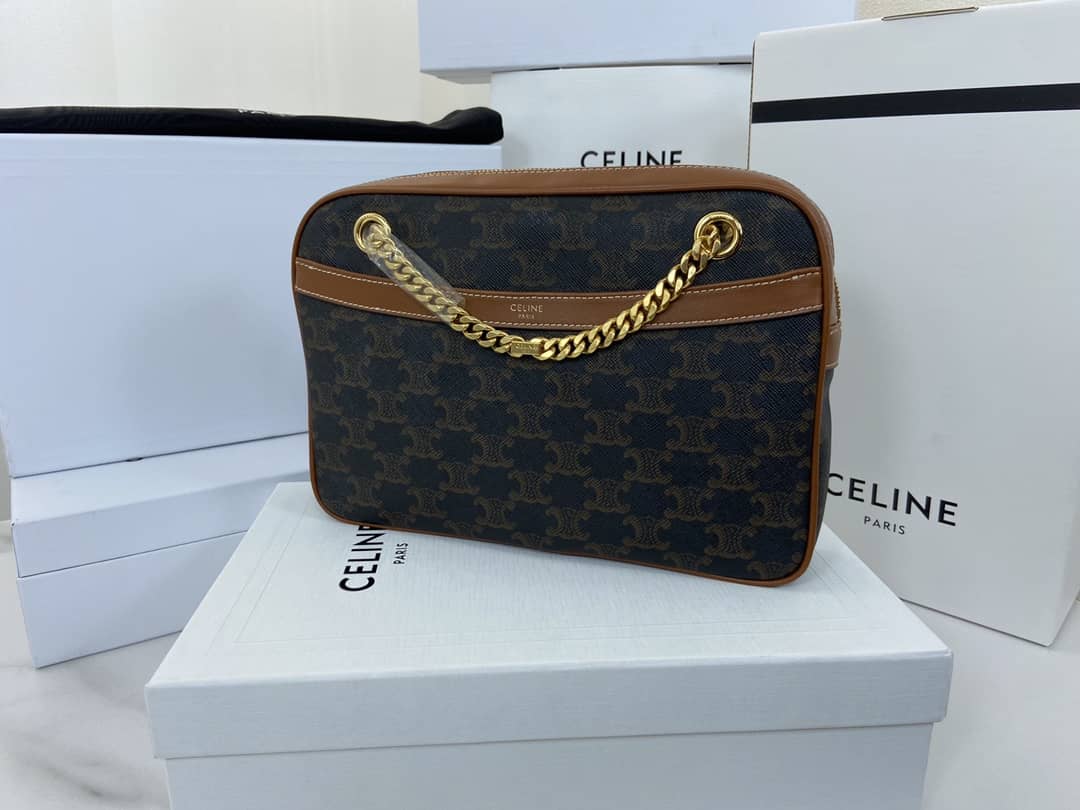 Celine Bag Dupe Triomphe Canvas Calfskin Small Patapans Bag - DEEPREPS