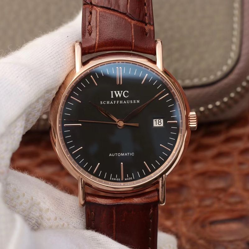 Replica IWC Portofino IW356504 1:1 Best Edition 18K Rose Gold Black dial - DEEPREPS
