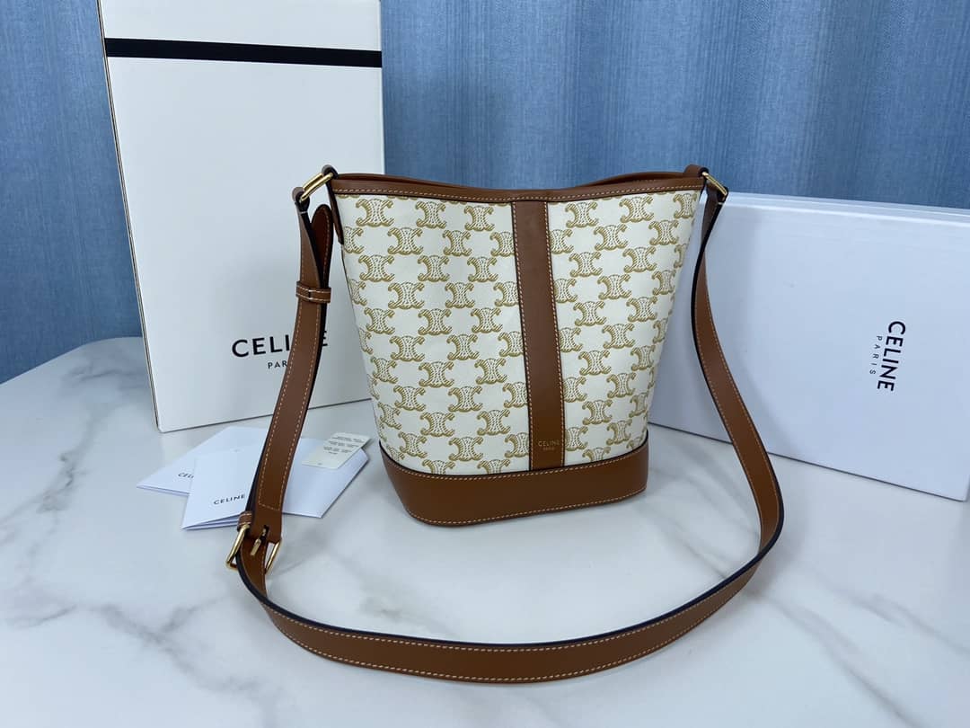 Celine Triomphe Bag Dupe Canvas Replica Bucket Bag - DEEPREPS