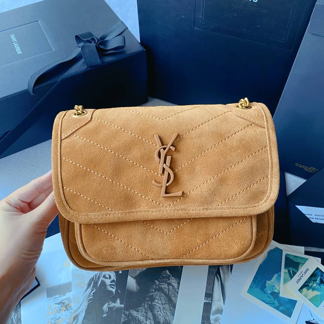 YSL Dupes Bags Niki Small In Suede Leather Caramel Bag(ColaReps) - DEEPREPS