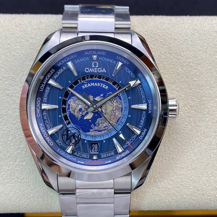 Replica Omega Seamaster Aqua Terra GMT Worldtimer 220.10.43.22.03.001 1:1 Best Edition Blue Dial - DEEPREPS