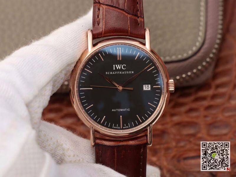 Replica IWC Portofino IW356504 1:1 Best Edition 18K Rose Gold Black dial - DEEPREPS