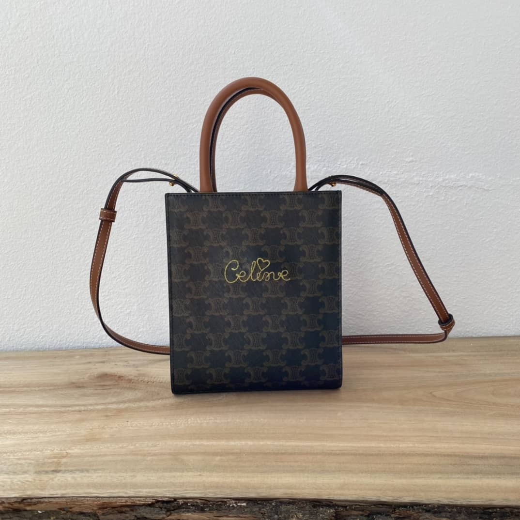 Celine Dupe Triomphe Canvas Small Cabas Vertical Replica Bag - DEEPREPS