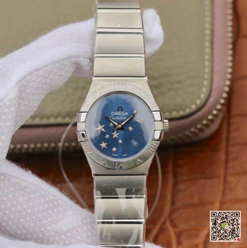Replica Omega Constellation Quartz Ladies 27mm 1:1 Best Edition Blue Dial - DEEPREPS