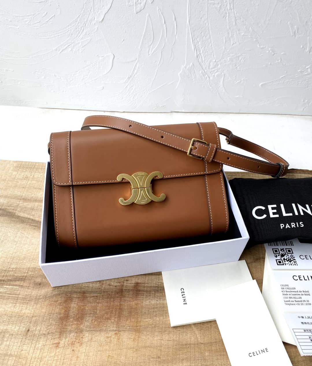 Celine Triomphe Bag Dupe Calf Leather Shoulder Strap Triomphe Replica Bag - DEEPREPS