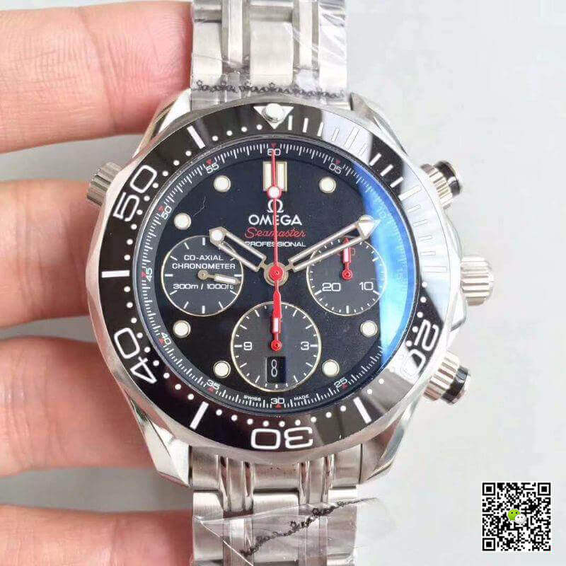 Replica Omega Seamaster Diver 300M Chronograph 212.30.44.50.01.001 Mechanical Watches 1:1 Best Edition Black Dial - DEEPREPS