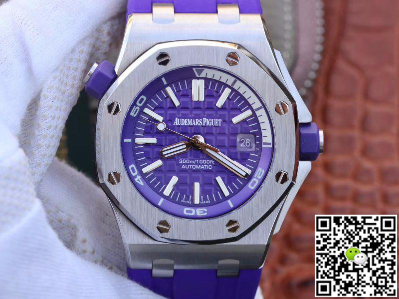 Replica Audemars Piguet Royal Oak Offshore Diver 15710ST.OO.A077CA.01 1:1 Best Edition Superlumed Purple textured dial - DEEPREPS