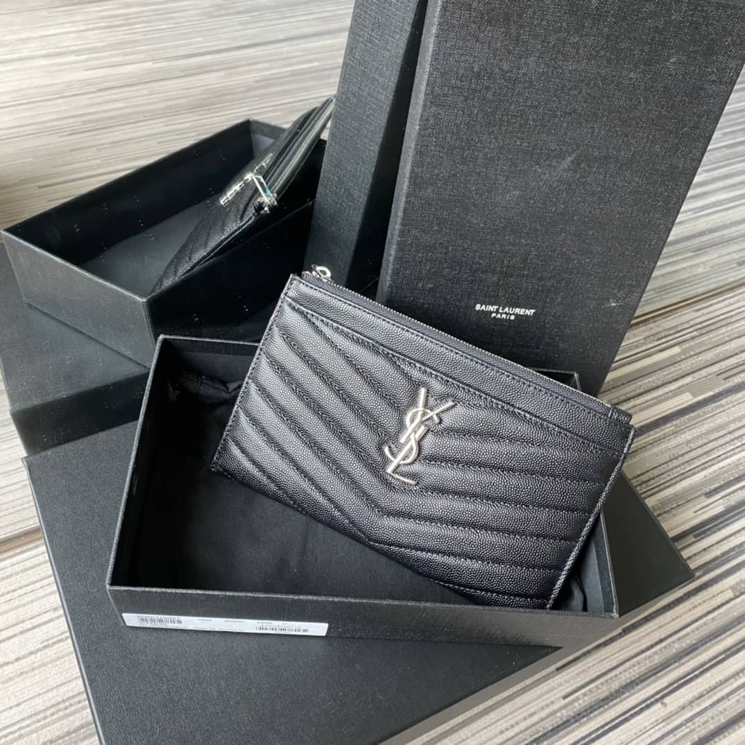 YSL Clutch Replica Monogram Bill Pouch Black Metal - DEEPREPS