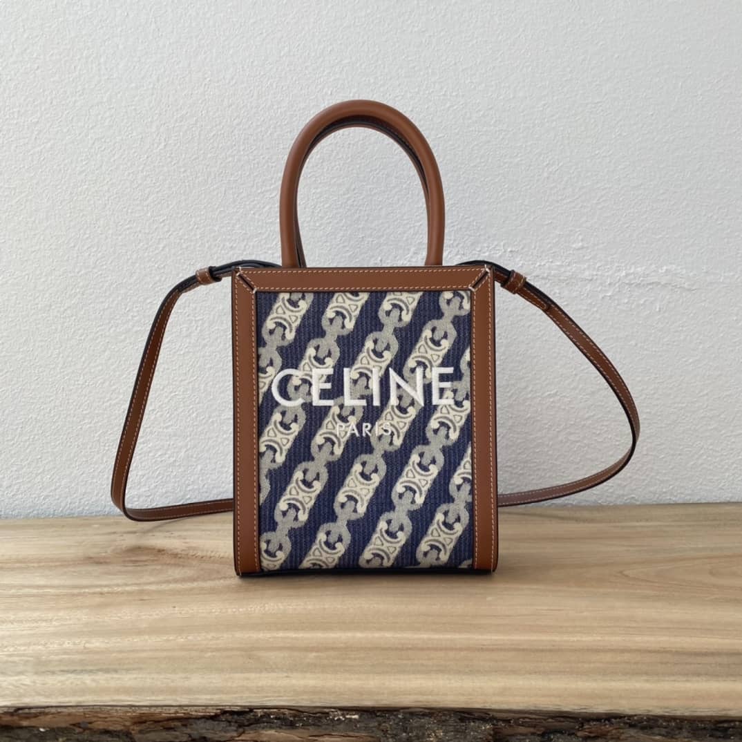 Celine Dupe  Triomphe Canvas Calfskin Mini Vertical Cabas Replica Bag - DEEPREPS