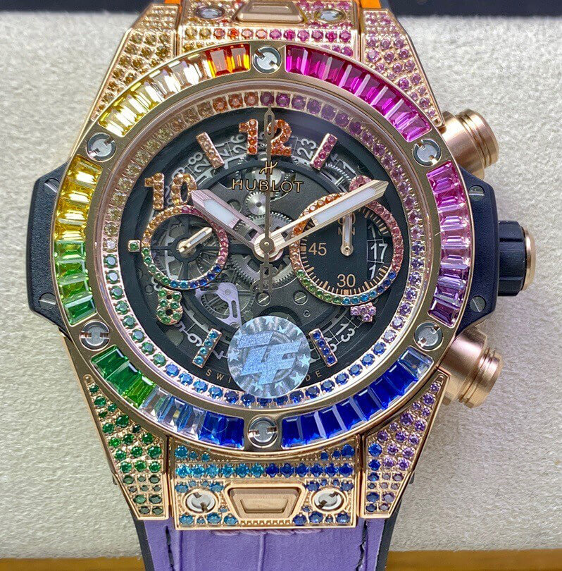 Replica Hublot BIG BANG Unico 411.OX.9910.LR.0999 1:1 Best Edition Rainbow Rose Gold Case - DEEPREPS