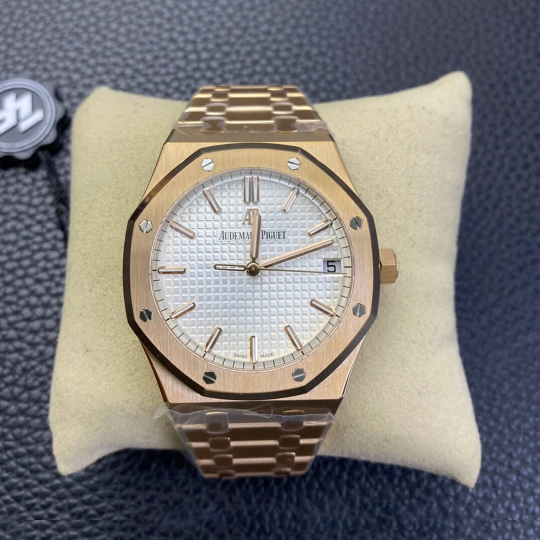 Replica Audemars Piguet Royal Oak 15500 1:1 Best Edition Rose Gold White Dial - DEEPREPS