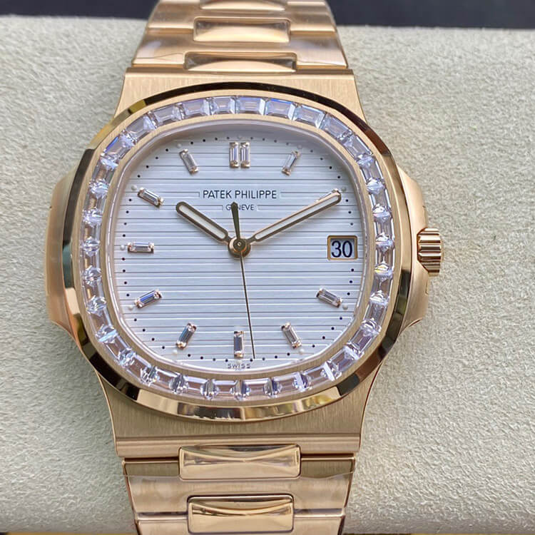 Replica Patek Philippe Nautilus 1:1 Best Edition Rose Gold With Diamonds - DEEPREPS
