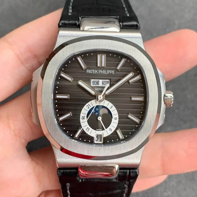 Replica Patek Philippe Nautilus 5726/1A-001 1:1 Best Edition Black Leather Strap - DEEPREPS