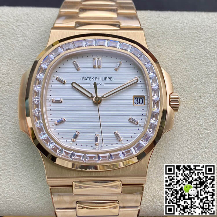 Replica Patek Philippe Nautilus 1:1 Best Edition Rose Gold With Diamonds - DEEPREPS