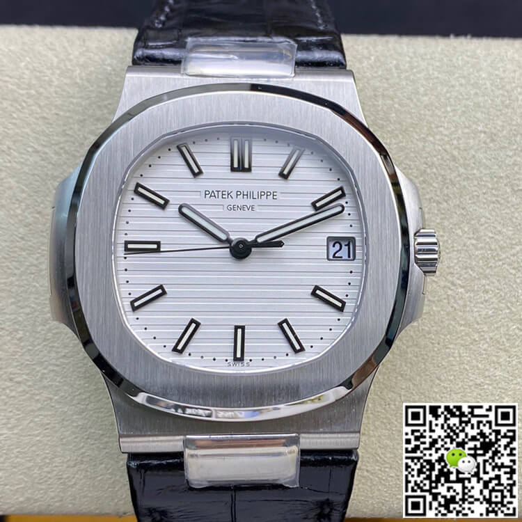 Replica Patek Philippe Nautilus 5711 1:1 Best Edition White Dial Cowhide Strap - DEEPREPS