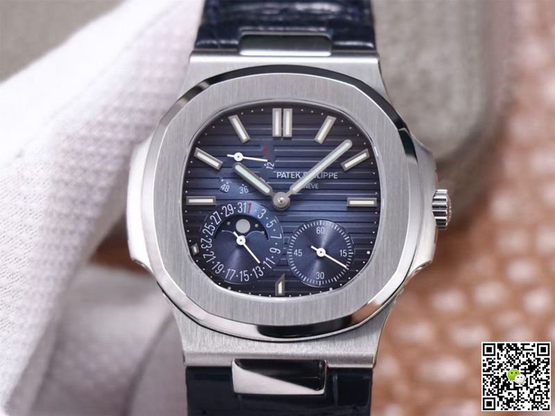Replica Patek Philippe Nautilus 5712/1A-001 1:1 Best Edition Blue Dial Leather Strap Movement - DEEPREPS