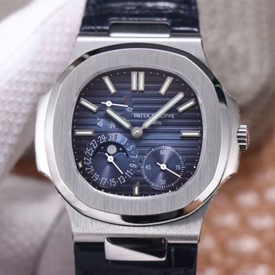 Replica Patek Philippe Nautilus 5712/1A-001 1:1 Best Edition Blue Dial Leather Strap Movement - DEEPREPS