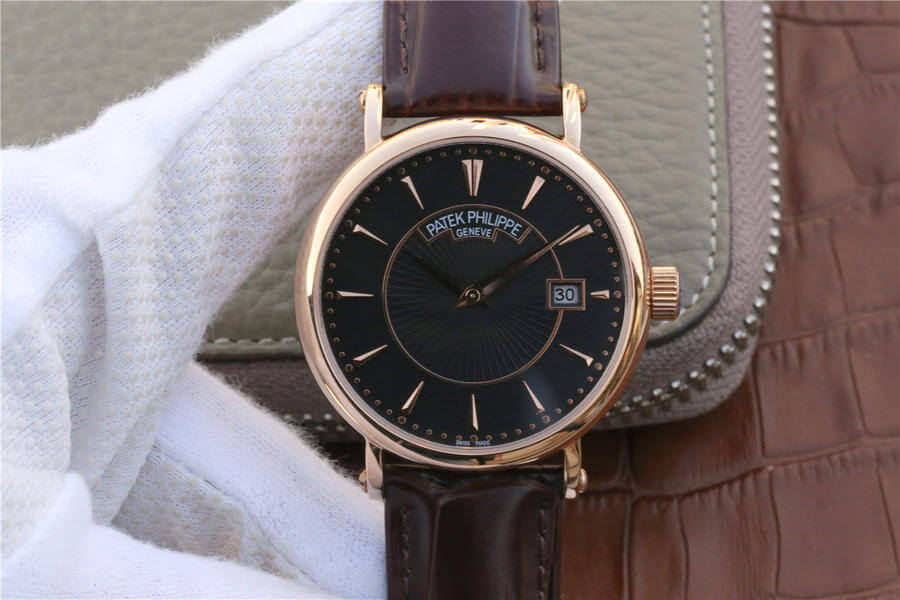 Replica Patek Philippe Calatrava 1:1 Best Edition Rose Gold Leather Strap - DEEPREPS