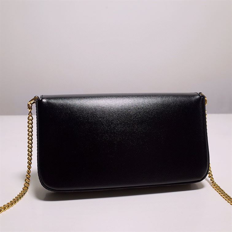 FENDI WALLET ON CHAIN WITH POUCHES BLACK MINI BAG   F054 - DEEPREPS