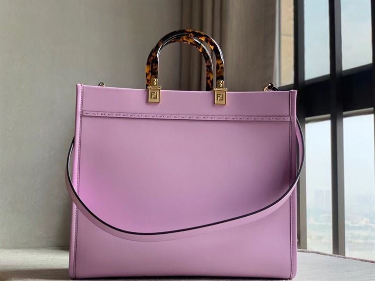FENDI SUNSHINE MEDIUM LILAC LEATHER SHOPPER   F020 - DEEPREPS