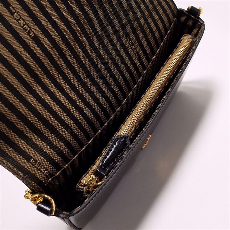 FENDI WALLET ON CHAIN WITH POUCHES BLACK MINI BAG   F054 - DEEPREPS